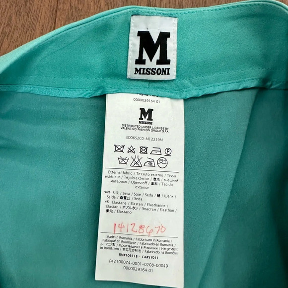 Missoni Silk Pants with water Front Sz. 42 - Picture 2 of 3